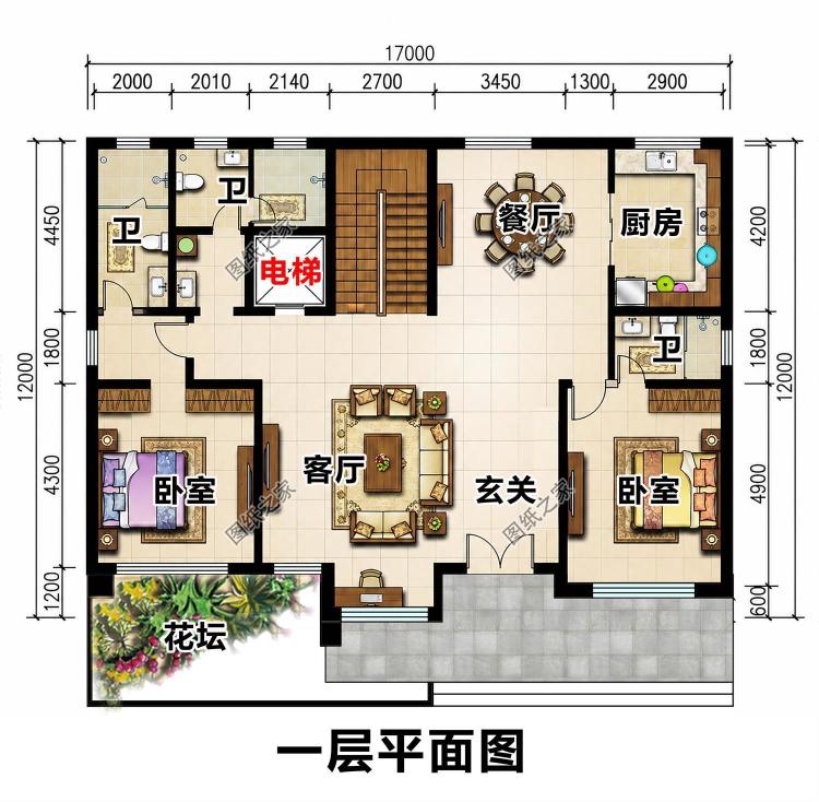 现代风四开间乡村别墅设计图,简约清新,居家格调拉满