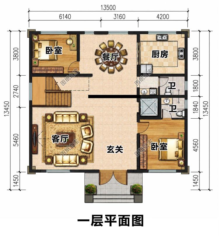 沉稳大气三层农村别墅设计图,空间通透,自住体面又耐看