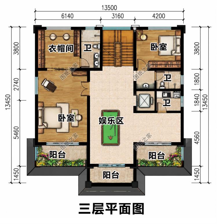 沉稳大气三层农村别墅设计图,空间通透,自住体面又耐看