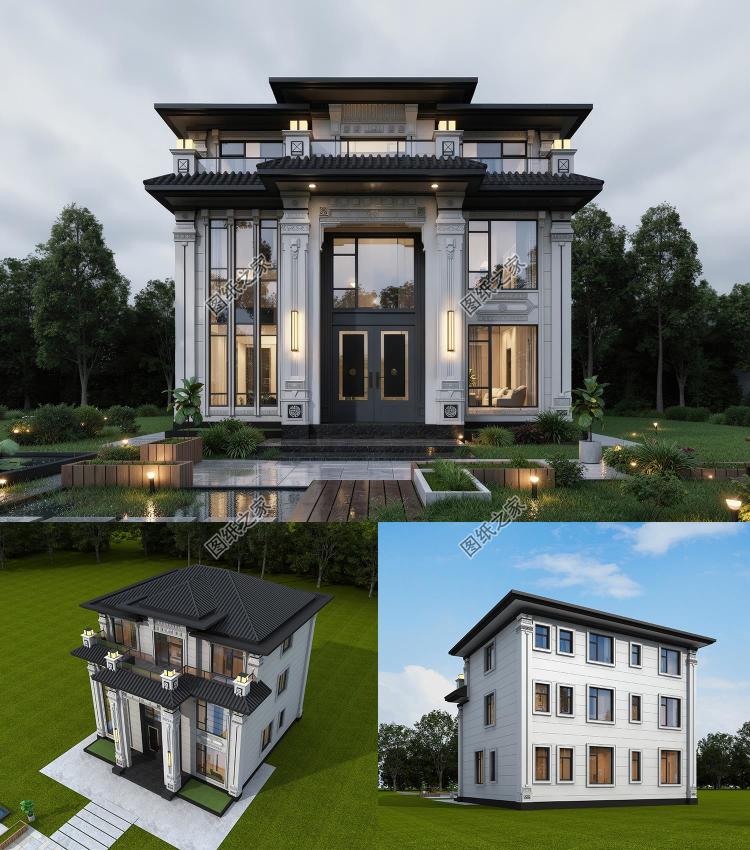 三层自建别墅图纸,造型稳重,全屋通透显阔气
