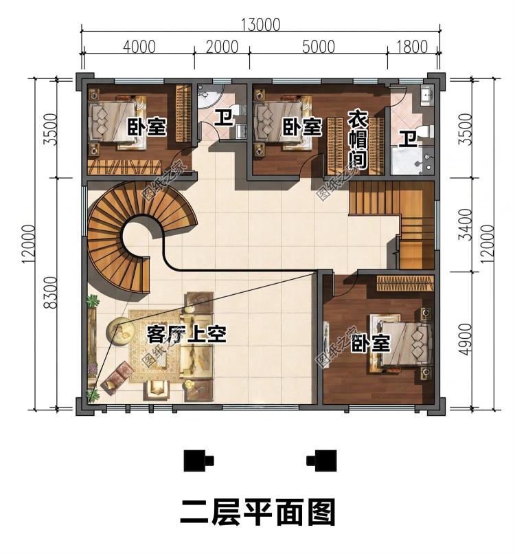 三层自建别墅图纸,造型稳重,全屋通透显阔气