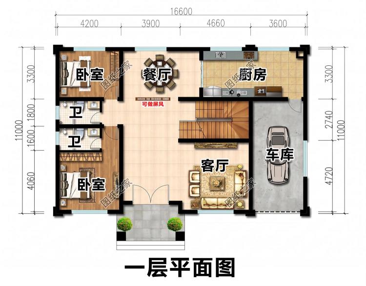 简欧三层别墅设计图,内设车库,外观高级居家舒适
