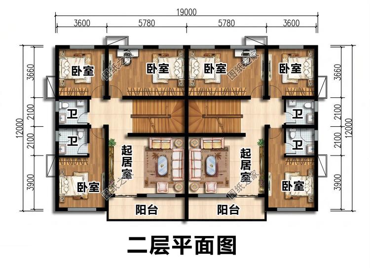 一户分两宅!三层对称双拼图纸,兄弟合建省心又气派