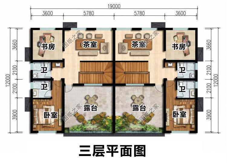 一户分两宅!三层对称双拼图纸,兄弟合建省心又气派