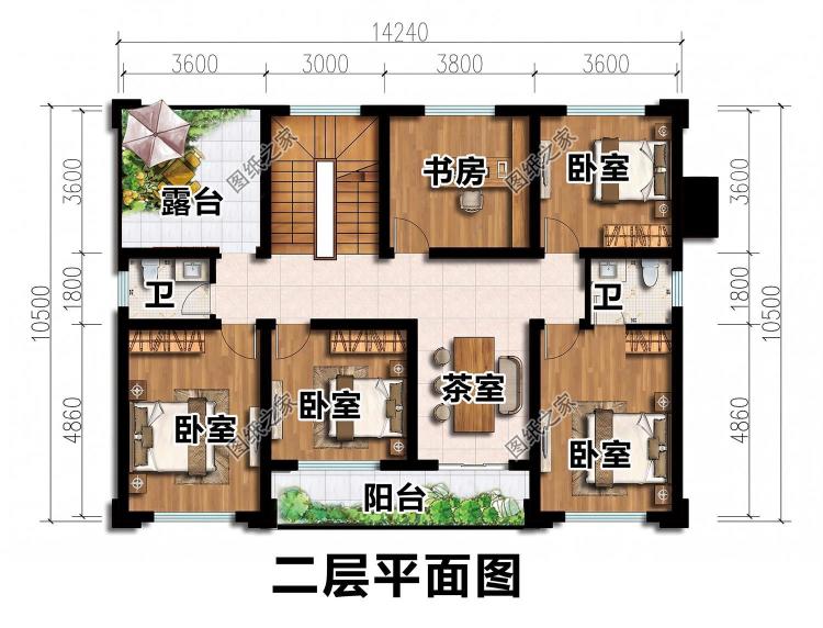 140平米四开间对称二层中式别墅设计图,藏风聚气好户型