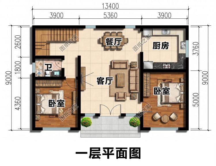 轻奢对称二层别墅设计图,全景落地窗,居家采光超通透!