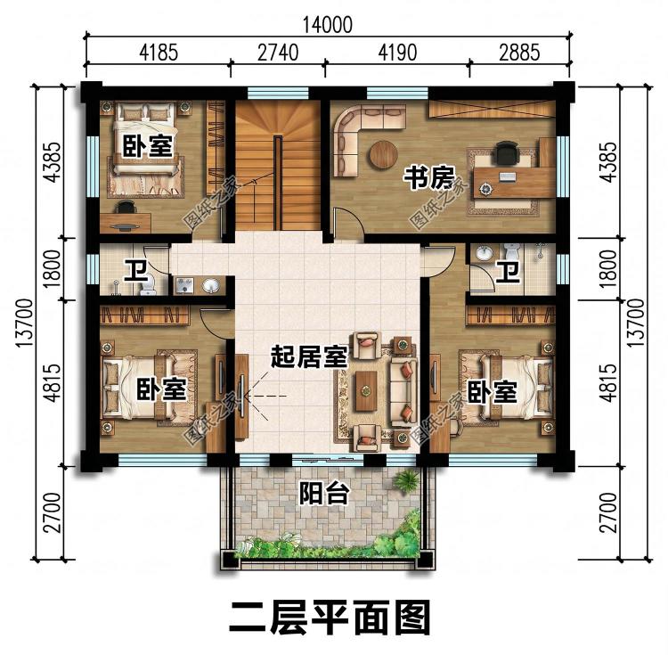 新中式二层小别墅设计图,三开间对称外观,展现东房美学