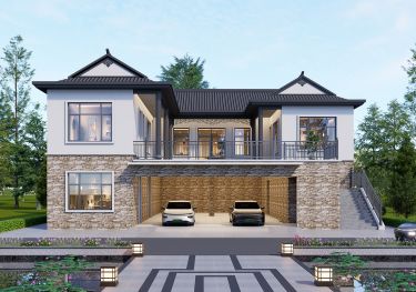 带架空层的乡村自建房别墅设计图,精美大气