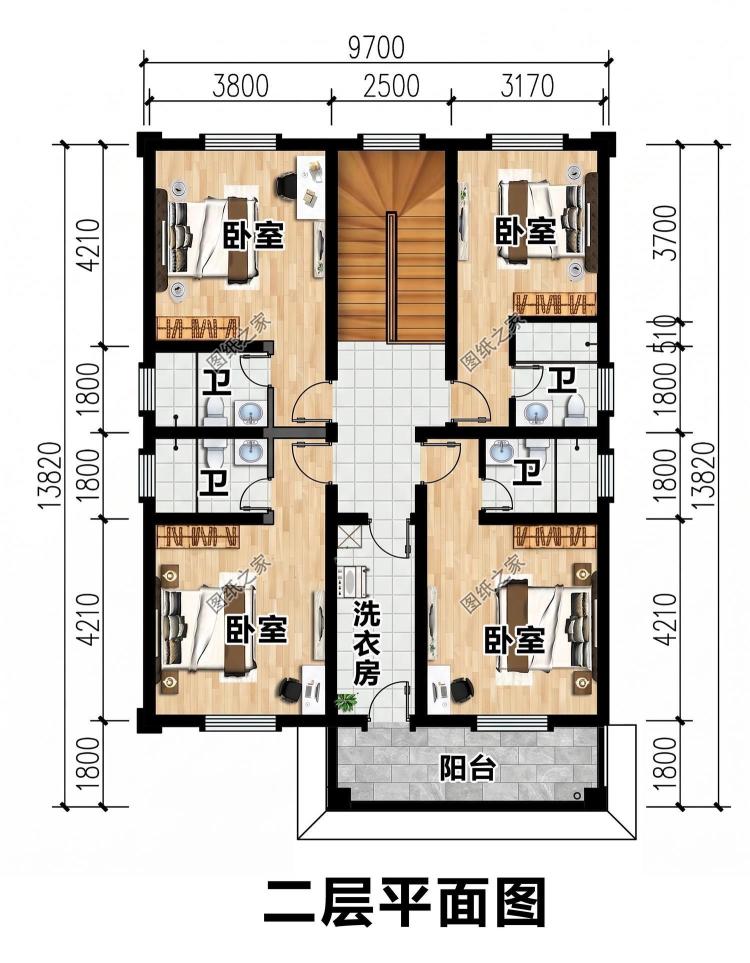 小开间大进深二层自建房设计图，狭长农村宅基地专用户型
