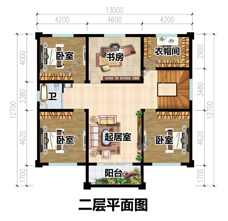 农村二层半新中式官帽房别墅设计，寓意步步高升好户型