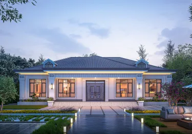 五开间农村一层自建房设计图，大平层设计，住的体面又舒服