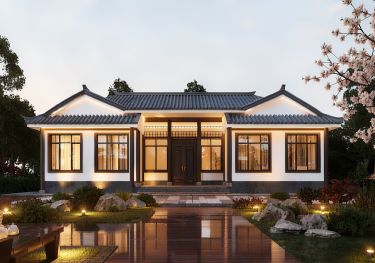 农村自建房一层中式三合院设计图,古色古香百看不厌,性价比超高