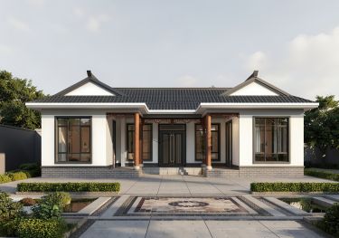 新款一层中式三合院设计图,青瓦木窗住着格外舒心!