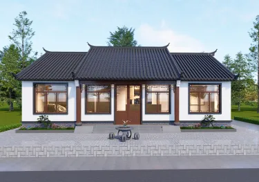 一层中式房屋设计图，古韵雅致，户型舒适越住越暖心！