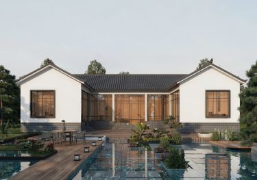 适合养老的农村一层别墅户型,中式三合院古色古香,宽敞明亮