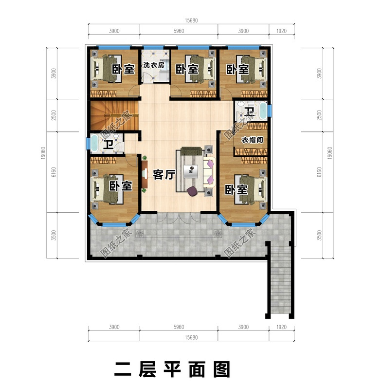 带车库的架空层一层(2层)的农村自建房设计图,比别墅还高端