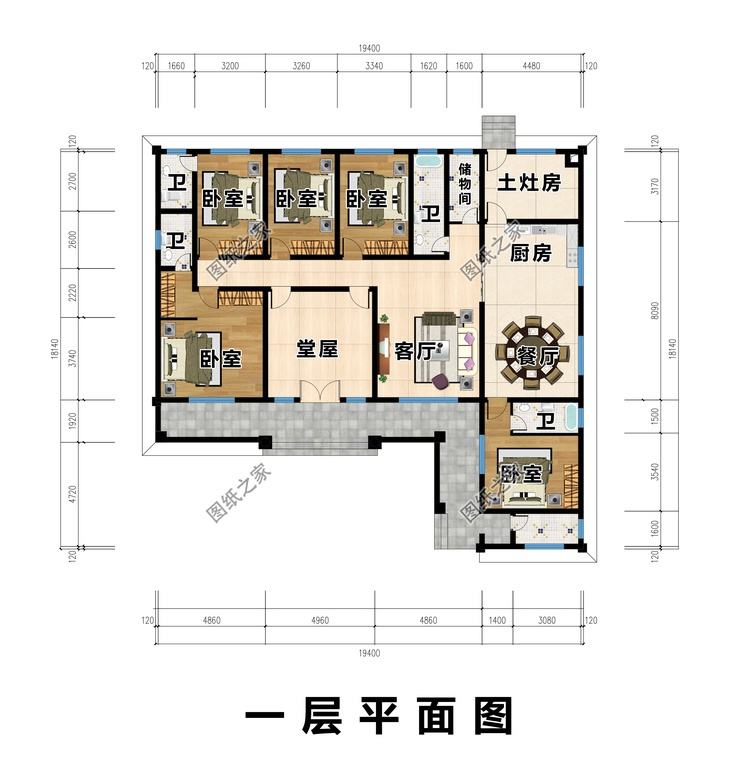 带架空层的一层小别墅平房设计方案，比二层实用