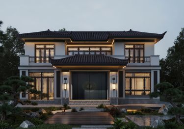 超美中式二层小楼设计图，现代的审美，古代的韵味