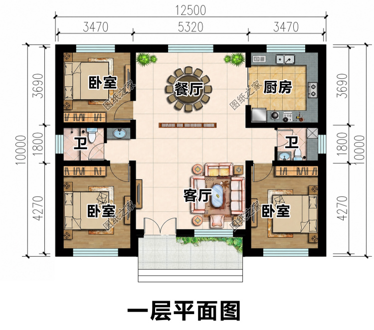 内嵌门厅一层养老户型，三室两厅一厨两卫，给父母最好的礼物