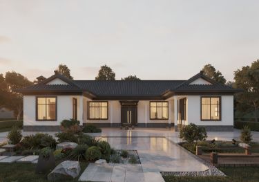 一层新中式农村自建房别墅,宁静雅致实用贴心,三代同堂