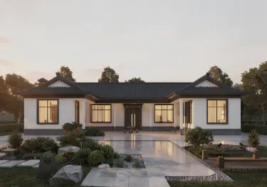 一层新中式农村自建房别墅，宁静雅致实用贴心，三代同堂