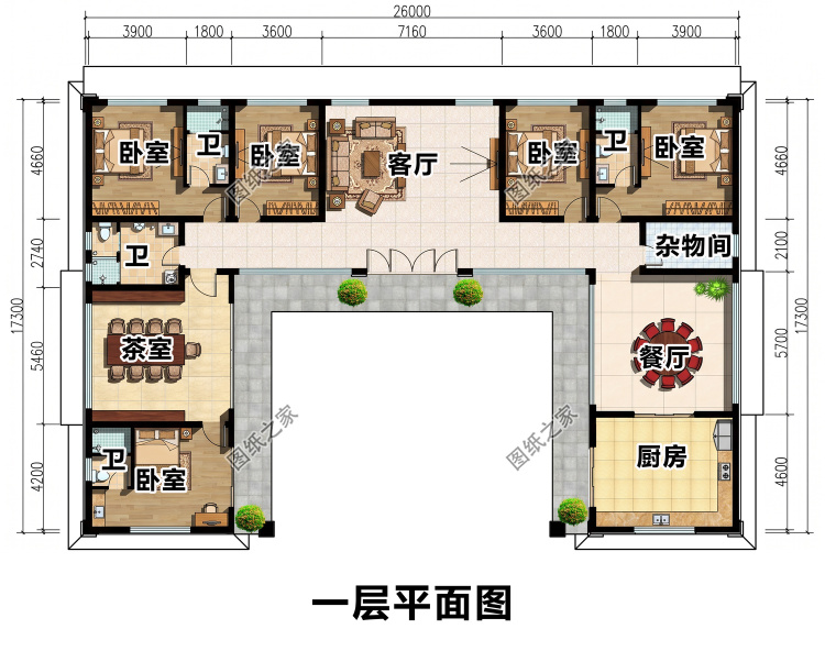 一层中式小院设计图,古香古韵经典大气,国人理想居所