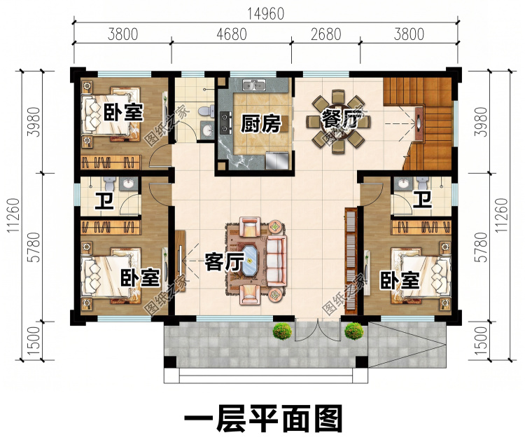 带阁楼一层半农村自建房设计图,简简单单省钱功能全!