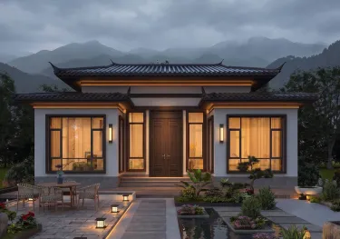 大气官帽乡村别墅设计图，造型端庄韵味十足