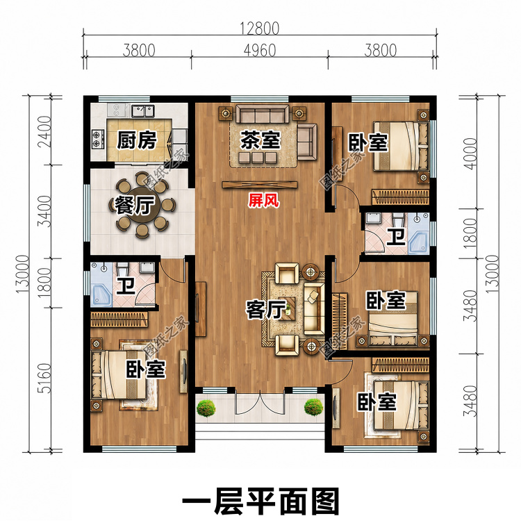大气官帽乡村别墅设计图,造型端庄韵味十足