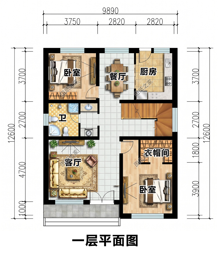 占地120㎡农村自建别墅,造型简单耐看,施工简单