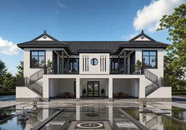 一层架空层自建房设计图，车库储物一体，好看又体面！