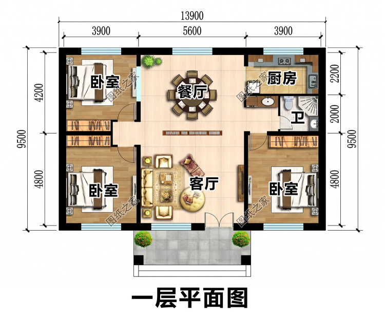 人字坡设计!一层自建房设计图,时尚大气造价还不高!