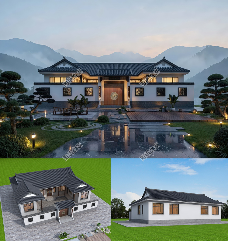 中式一层四合院设计图,有家有院有品味,院内藏风雅