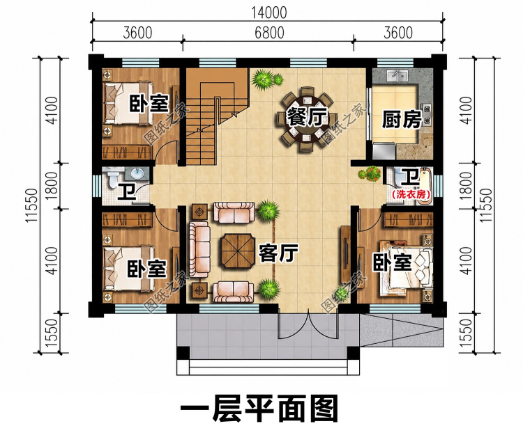一层半农村别墅设计图，比二层省钱又实用，造型简单造价低