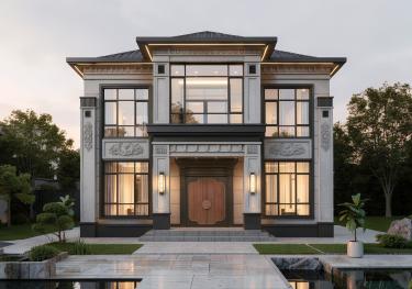 二层农村自建房户型,配色精致简单气派,建在农村很合适