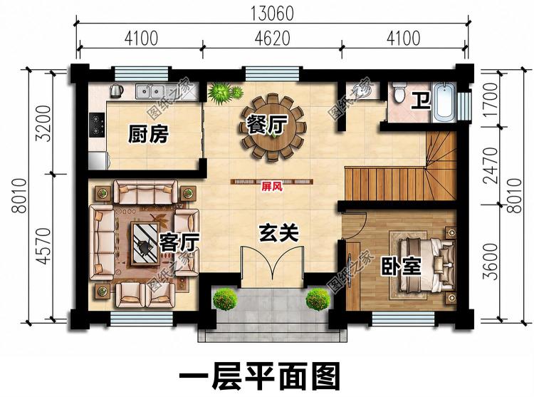简单大气占地100平二层别墅设计图,占地百平温馨大气