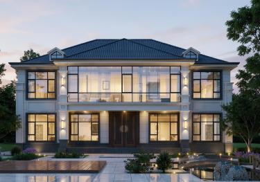 四开间二层自建房设计图，美观大气，回村建一栋全村羡慕