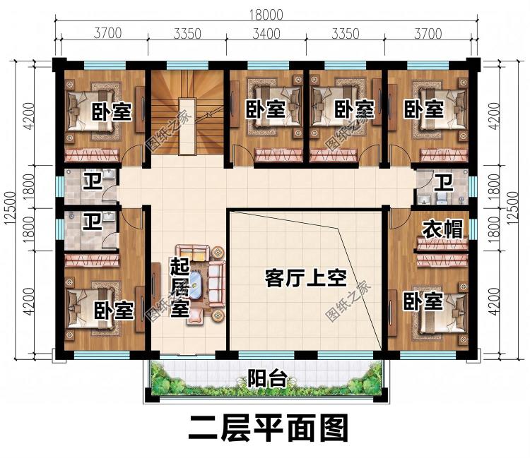 四开间二层自建房设计图,美观大气,回村建一栋全村羡慕