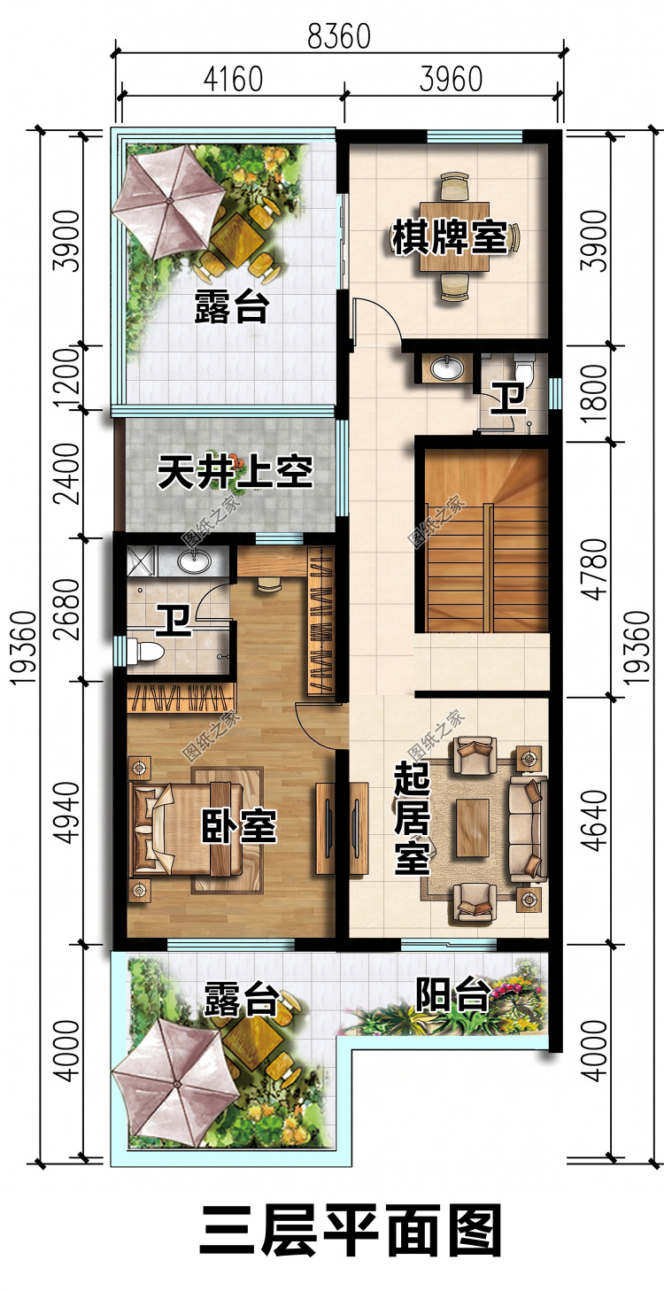 宅基地窄别发愁,这款两开间三层自建房,好建又大气